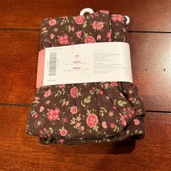 NWT Gymboree Tyrolean Lure Brown Floral Leggings  2005  Size 5 - Picture 5 of 6